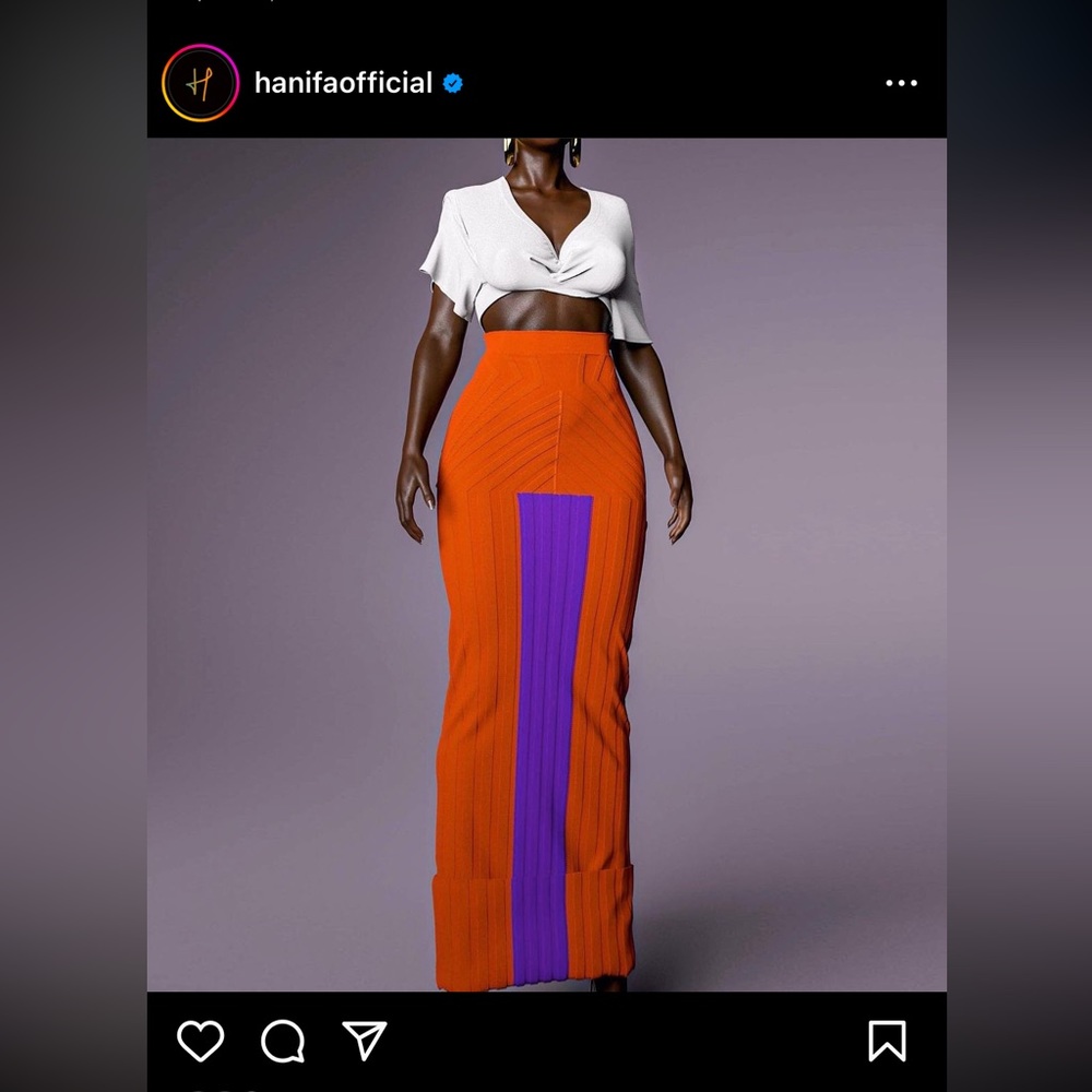 Hanifa orange Sia Skirt and Sweater